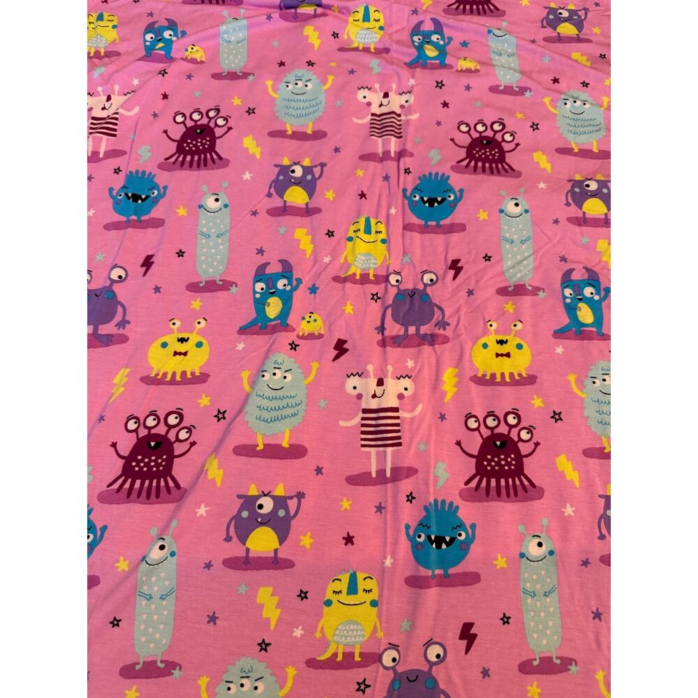 Little Sleepies Monster Mayhem Pink Light Weight Blanket Approx 44 x44 in Bamboo